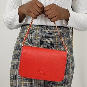 Tory Burch Thea Clutch in Brilliant Red